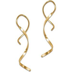 Spiral Earrings Women Handmade Stainless Steel Dangle Drop Twisted Linear Curved